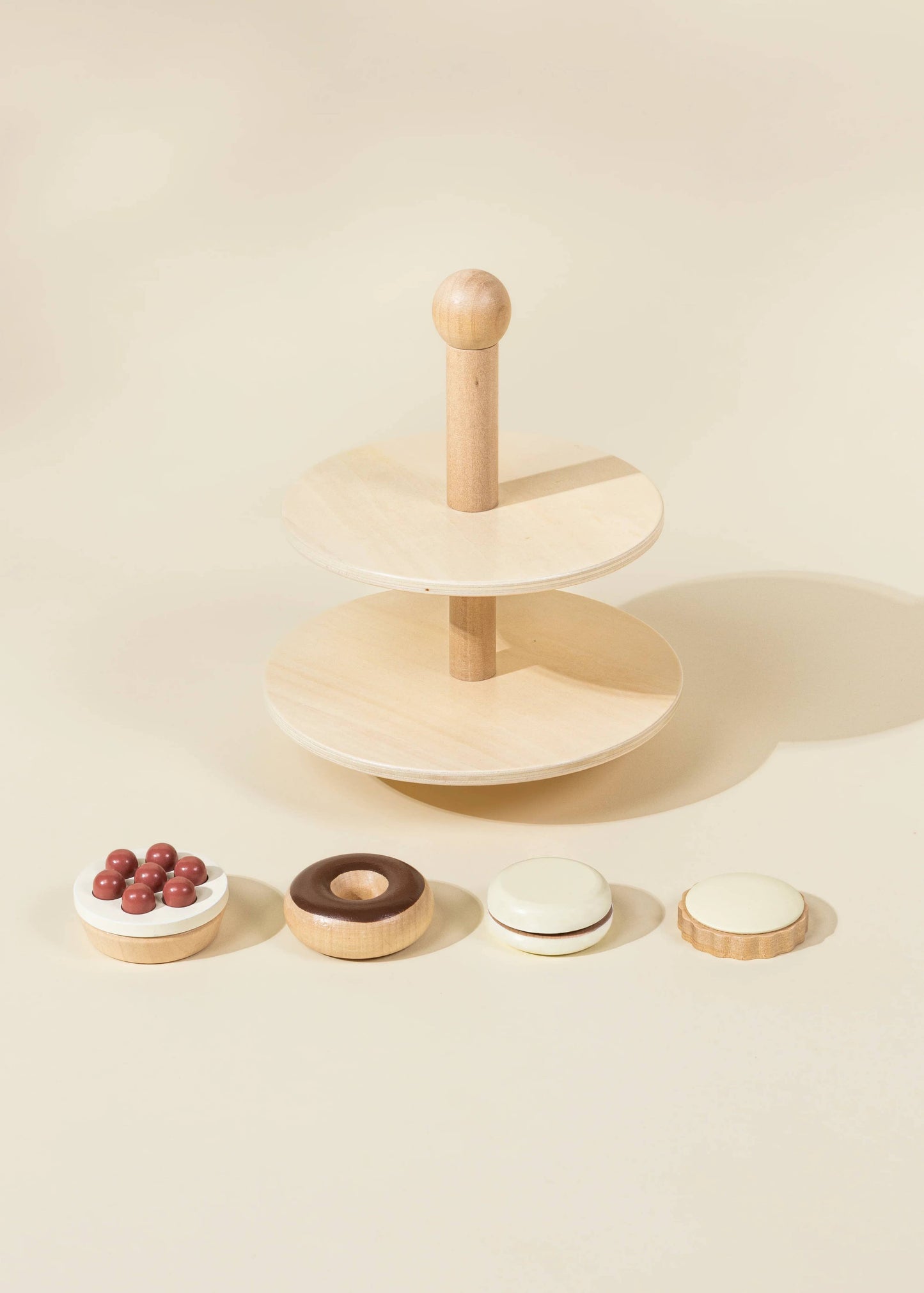 Wooden Dessert Tower Playset — Pretend Bakery Toy, 8 Pieces
