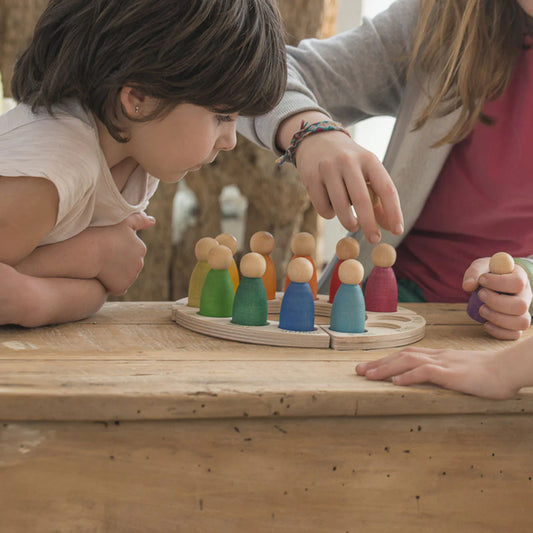 Wooden Rainbow Perpetual Calendar with Peg Figures