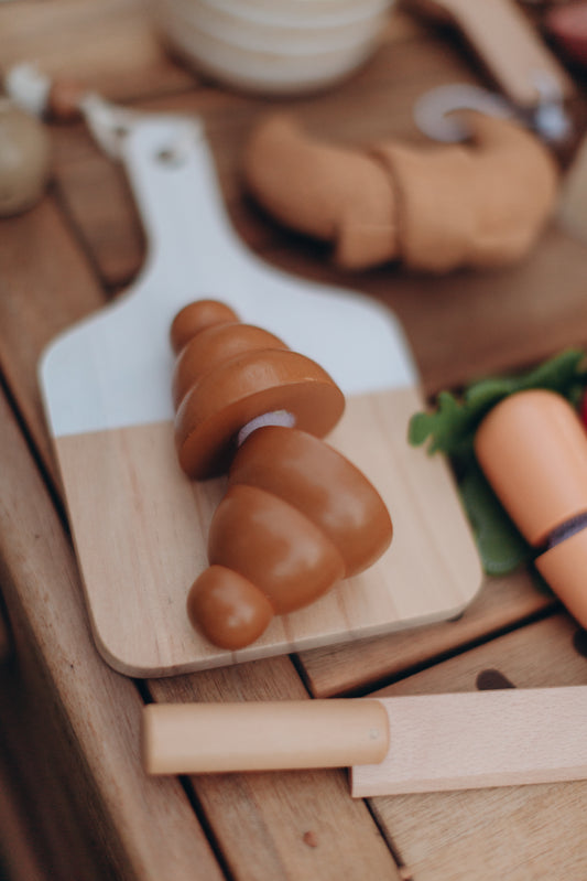 Wooden Bakery Playset – Pretend Play Bread & Knife