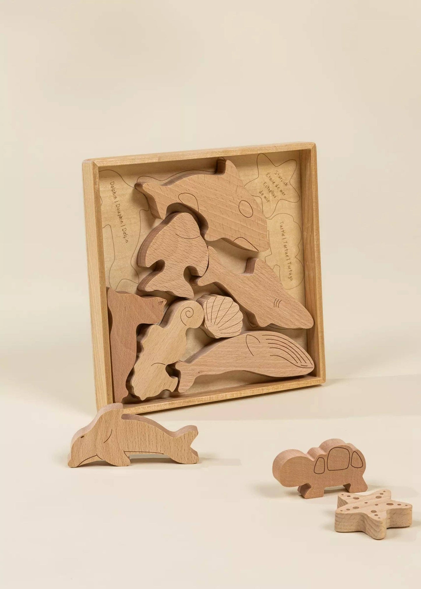 Wooden Balance Stacking Puzzle – Under the Sea Ocean Toy – Montessori Wooden Puzzle – Ages 3+