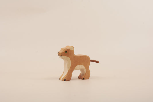 Holztiger wooden lion cub figure handcrafted from natural maple and beech wood