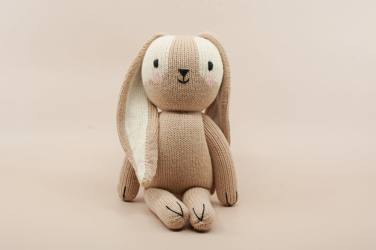 Soft baby bunny plush toy – 12 inch heirloom cotton gift for baby front view
