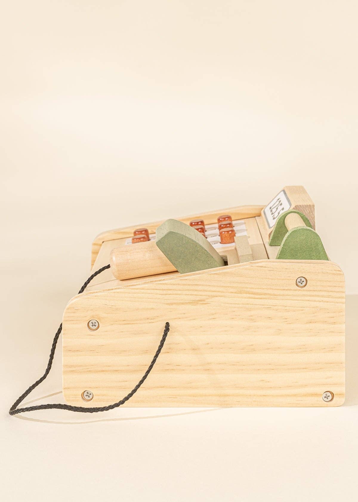 Wooden Toy Cash Register – Pretend Play Grocery Store Set – Montessori Shopping Toy – Ages 3+