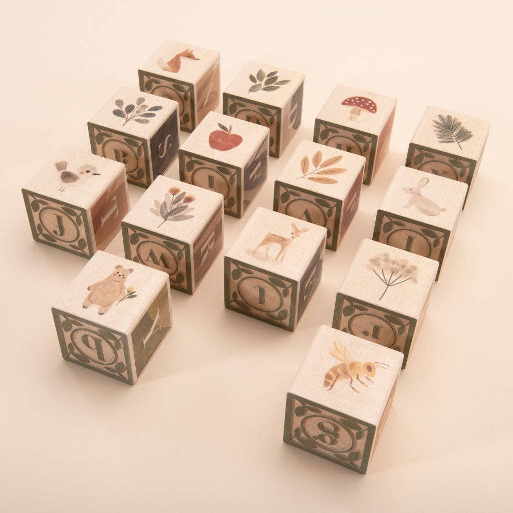 Wooden ABC Blocks – Watercolor Alphabet Learning Blocks – Montessori Educational Toy – Ages 3+