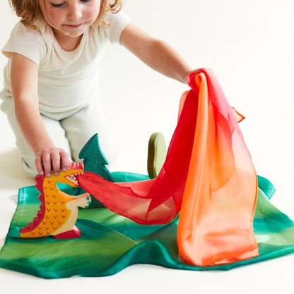 Sarah's Silks Fire Mini Enchanted Playsilk – Waldorf Silk Play Scarf for Kids (Ages 3+)