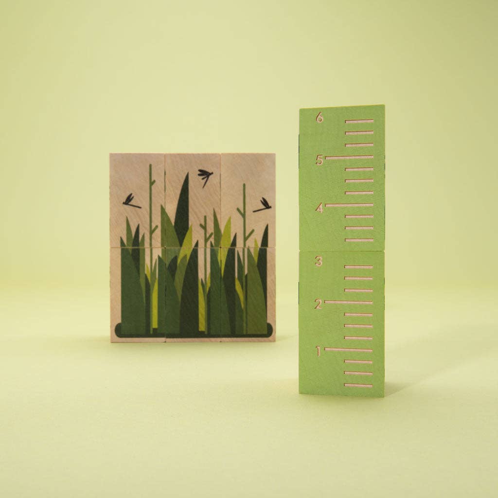 Wooden Animal Puzzle – Swamp Blocks Alligator & Frog – Nature Peg Puzzle Toy – Ages 2+