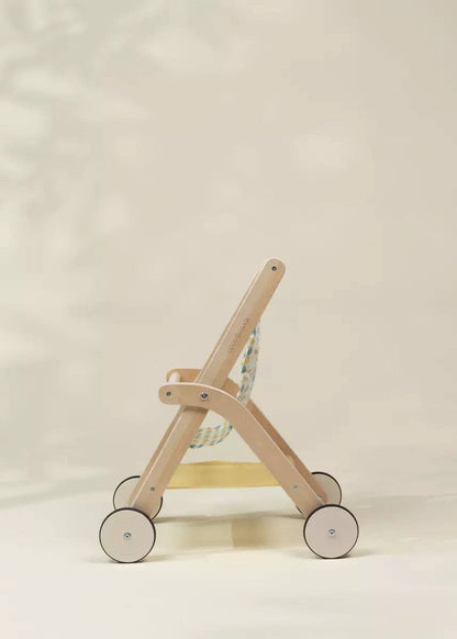 Wooden doll stroller handle detail
