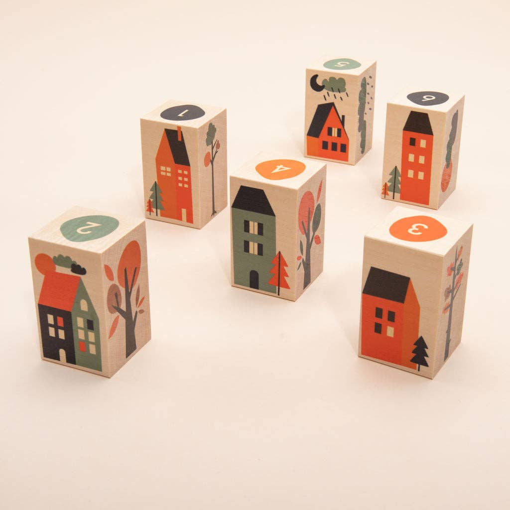 Wooden Neighborhood Building Blocks – Environments City Block Set – Montessori Imaginative Toy – Ages 3+