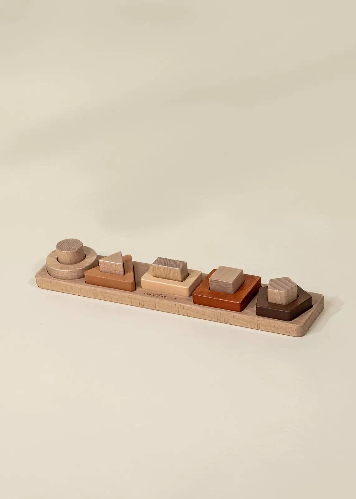 Wooden shapes learning set styled on wood background