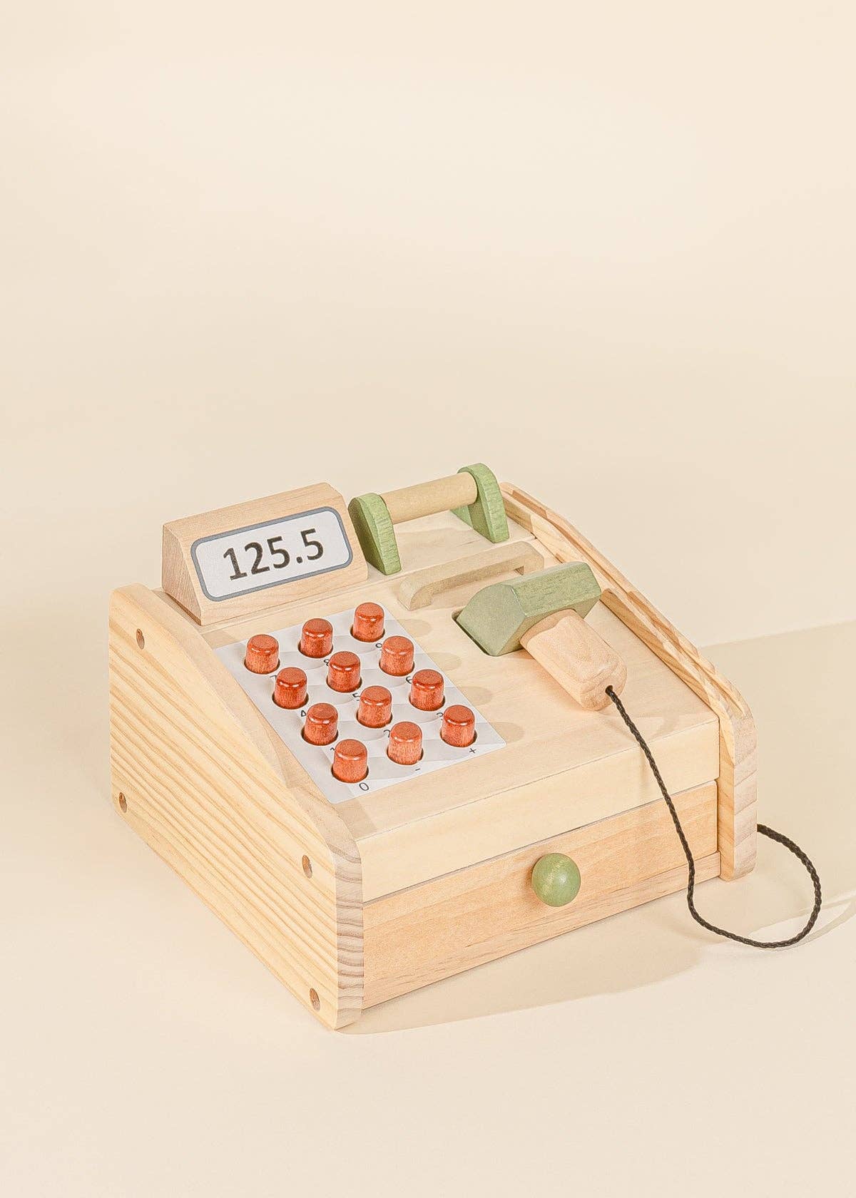 Wooden Toy Cash Register – Pretend Play Grocery Store Set – Montessori Shopping Toy – Ages 3+
