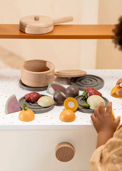 Wooden Fruit Play Food Set – Sliceable Pretend Kitchen Toy