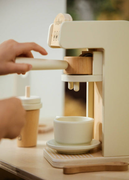 Wooden Coffee Maker Set – Pretend Play Barista Toy – Ages 3+
