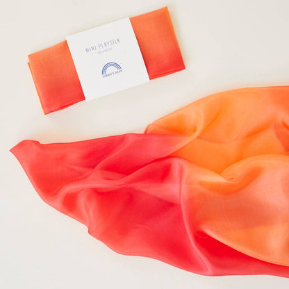 Sarah's Silks Fire Mini Enchanted Playsilk – Waldorf Silk Play Scarf for Kids (Ages 3+)
