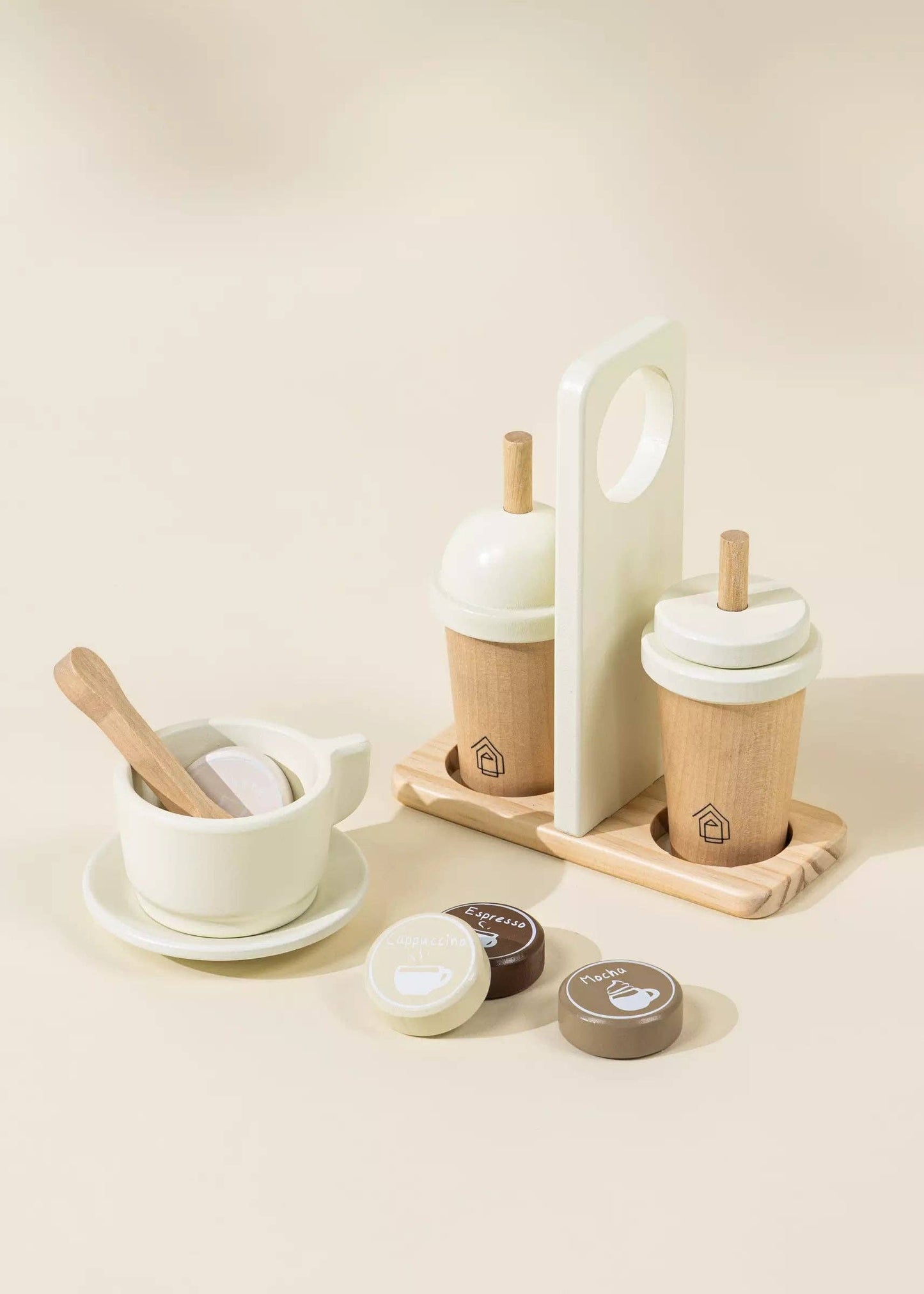 Wooden Coffee Maker Set – Pretend Play Barista Toy – Ages 3+