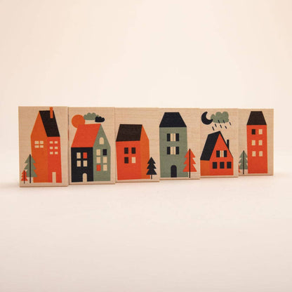 Wooden Neighborhood Building Blocks – Environments City Block Set – Montessori Imaginative Toy – Ages 3+
