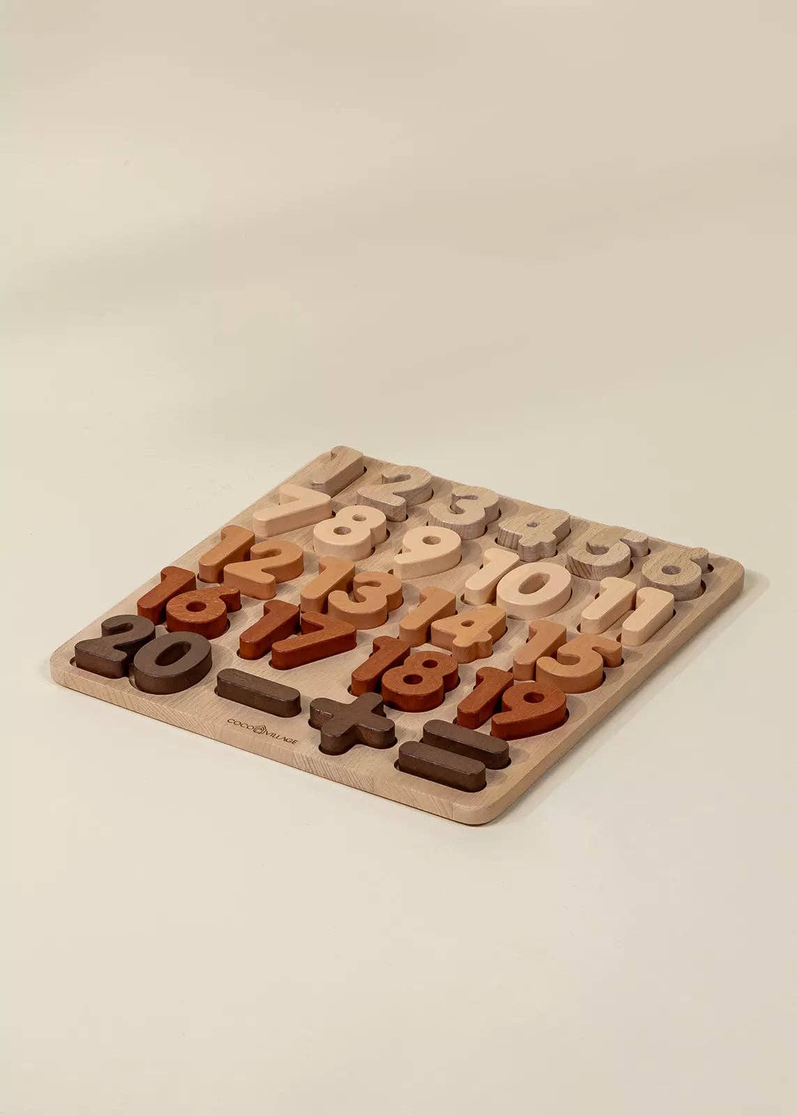 Wooden numbers learning set styled on wood background