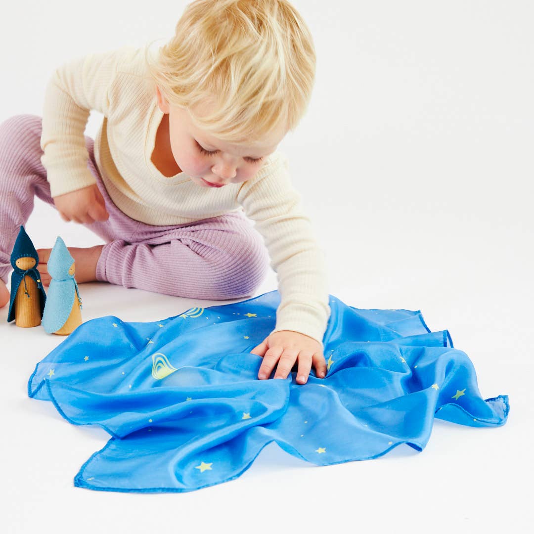Sarah's Silks Starry Night Mini Enchanted Playsilk – Waldorf Silk Play Scarf for Kids (Ages 3+)