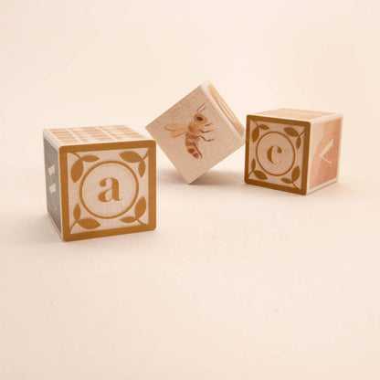 Wooden ABC Blocks – Watercolor Alphabet Learning Blocks – Montessori Educational Toy – Ages 3+