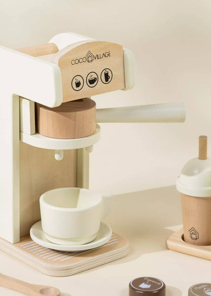 Wooden Coffee Maker Set – Pretend Play Barista Toy – Ages 3+