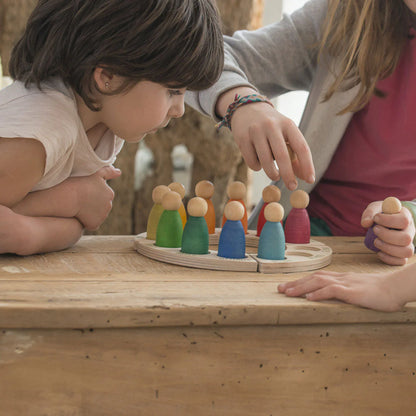 Wooden Rainbow Perpetual Calendar with Peg Figures