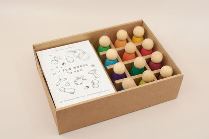 Wooden Rainbow Perpetual Calendar with Peg Figures