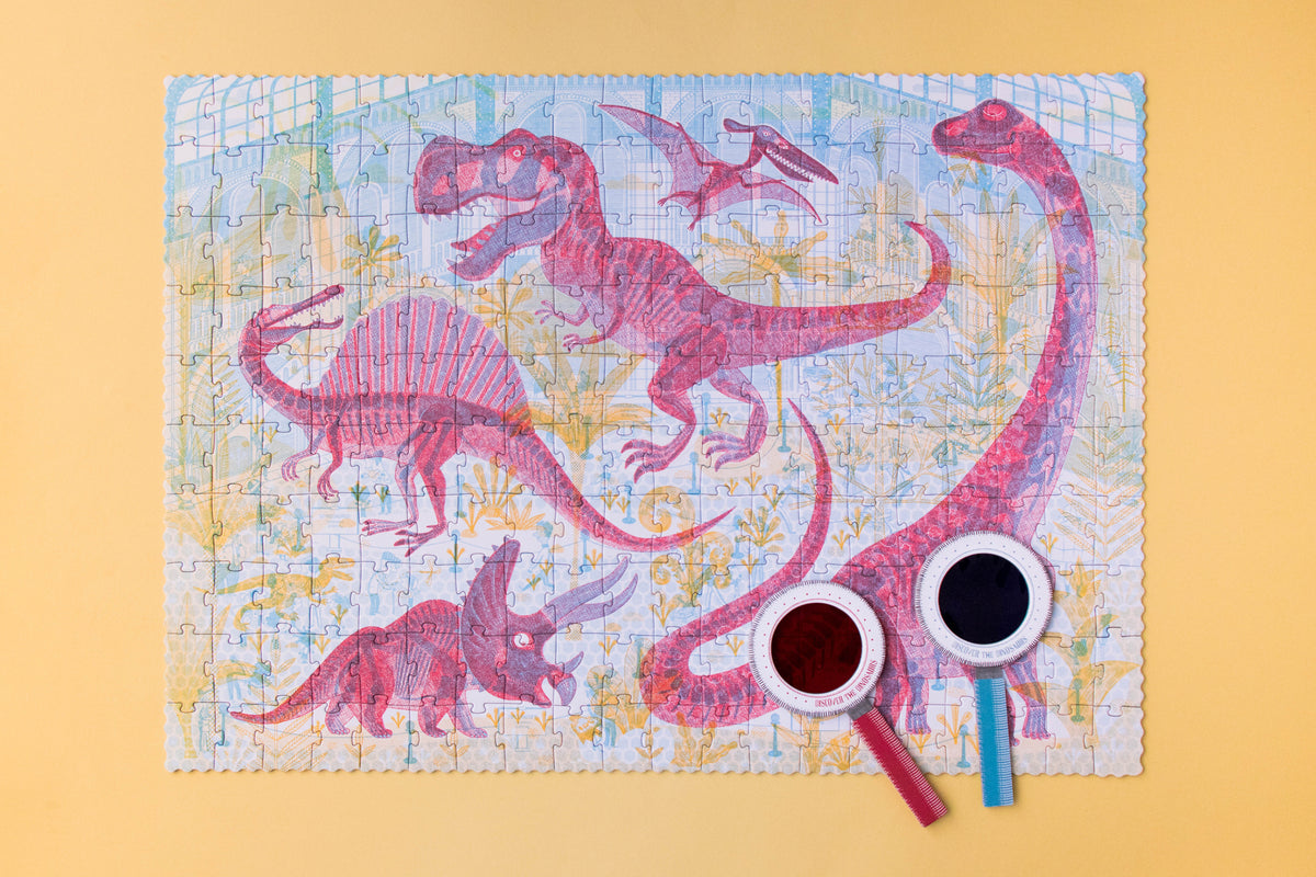 Discover the Dinosaurs puzzle red magnifying glass detail