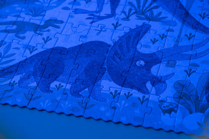 Discover the Dinosaurs puzzle pieces close-up