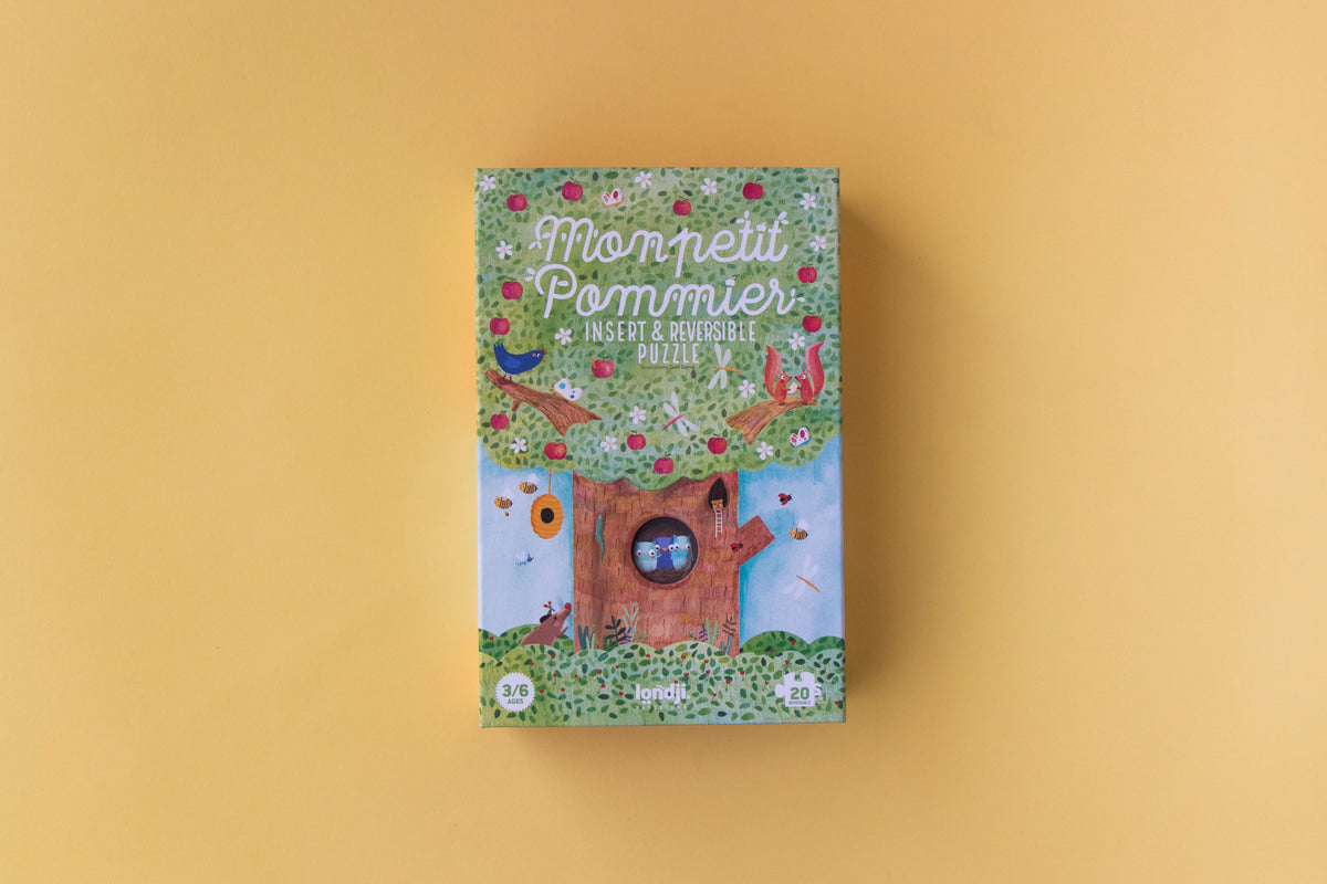 Londji Mon Petit Pommier reversible apple tree puzzle box and pieces
