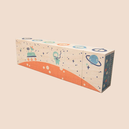 Wooden Rocket Puzzle Blocks – Space Blocks Set – STEM Wooden Toy for Kids – Ages 2+