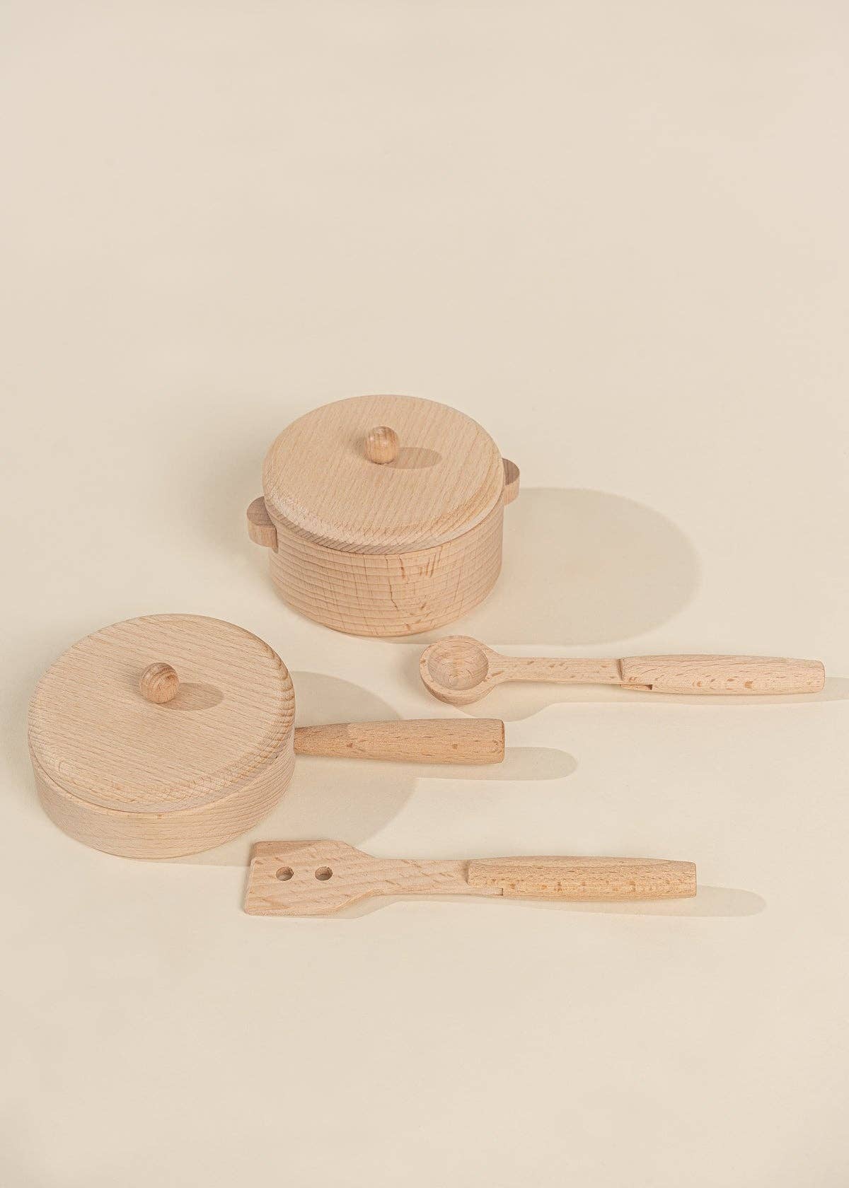 Wooden Pots & Pans Playset for Kids (6 Pieces) | Pretend Kitchen Toy