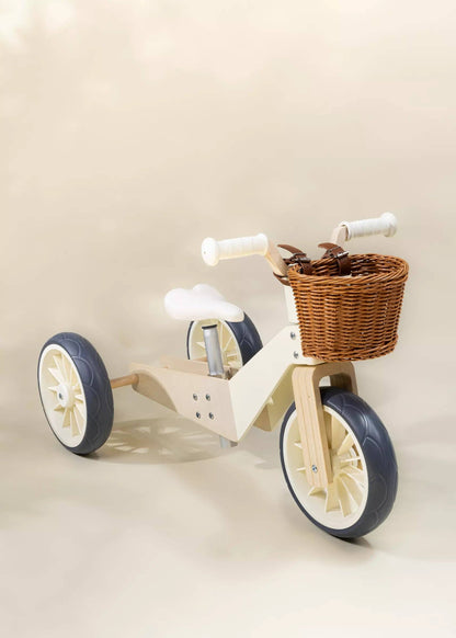 Close-up of woven polywicker bike basket