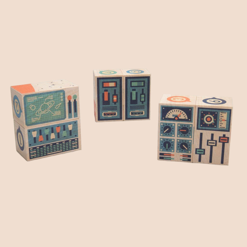 Wooden Rocket Puzzle Blocks – Space Blocks Set – STEM Wooden Toy for Kids – Ages 2+