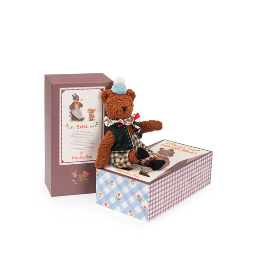 Moulin Roty Baba the Bear large articulated plush from Les Minouchkas