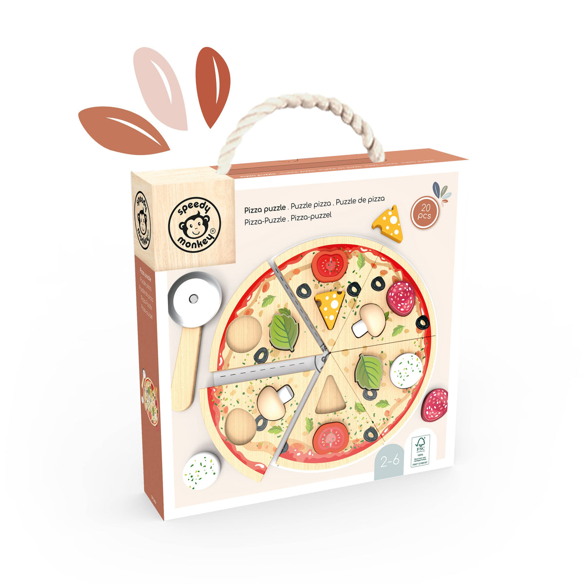 Wooden Pizza Puzzle – Pretend Play Kitchen Toy