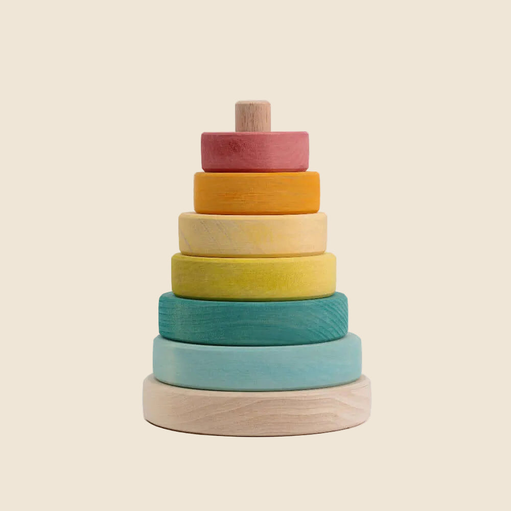 Maison Rue Suki Stacking Tower in pastel colors, wooden stacking rings