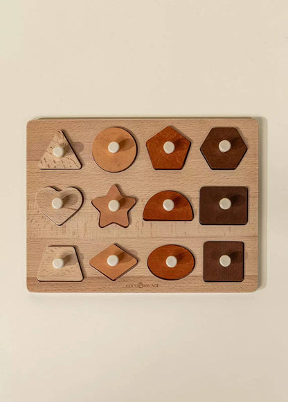 Wooden nested shapes puzzle with 12 pieces
