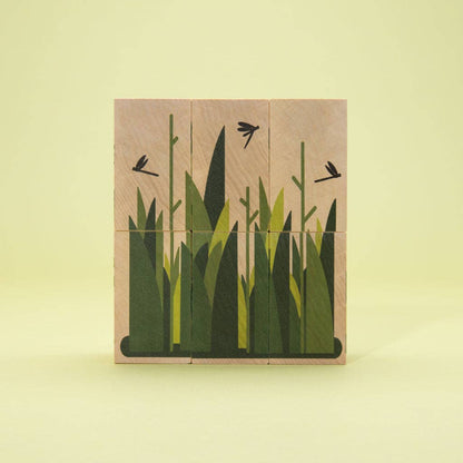 Wooden Animal Puzzle – Swamp Blocks Alligator & Frog – Nature Peg Puzzle Toy – Ages 2+