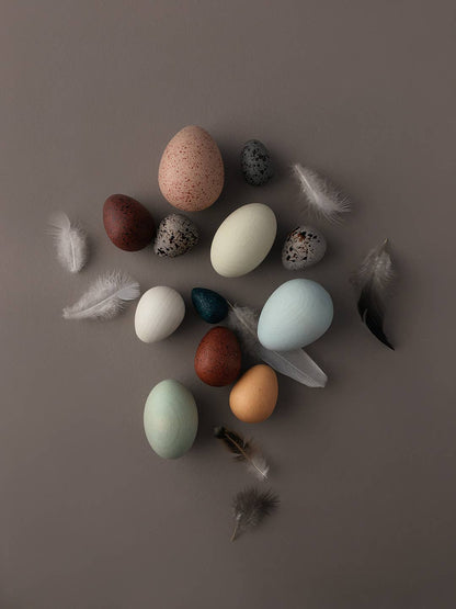Moon Picnic bird eggs sensory play set with rattan basket