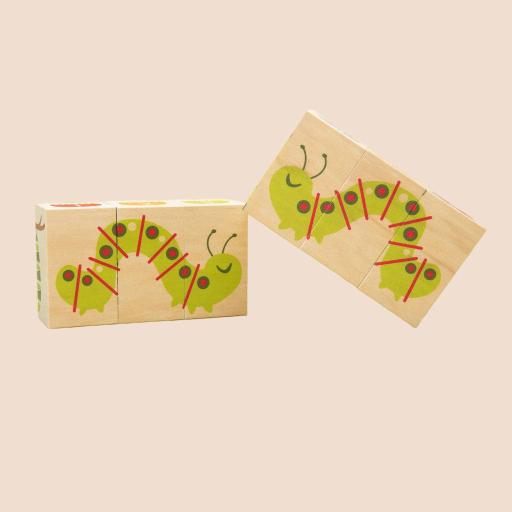 Wooden Garden Puzzle Blocks – Nature Building Set – Montessori Wooden Toy – Ages 2+