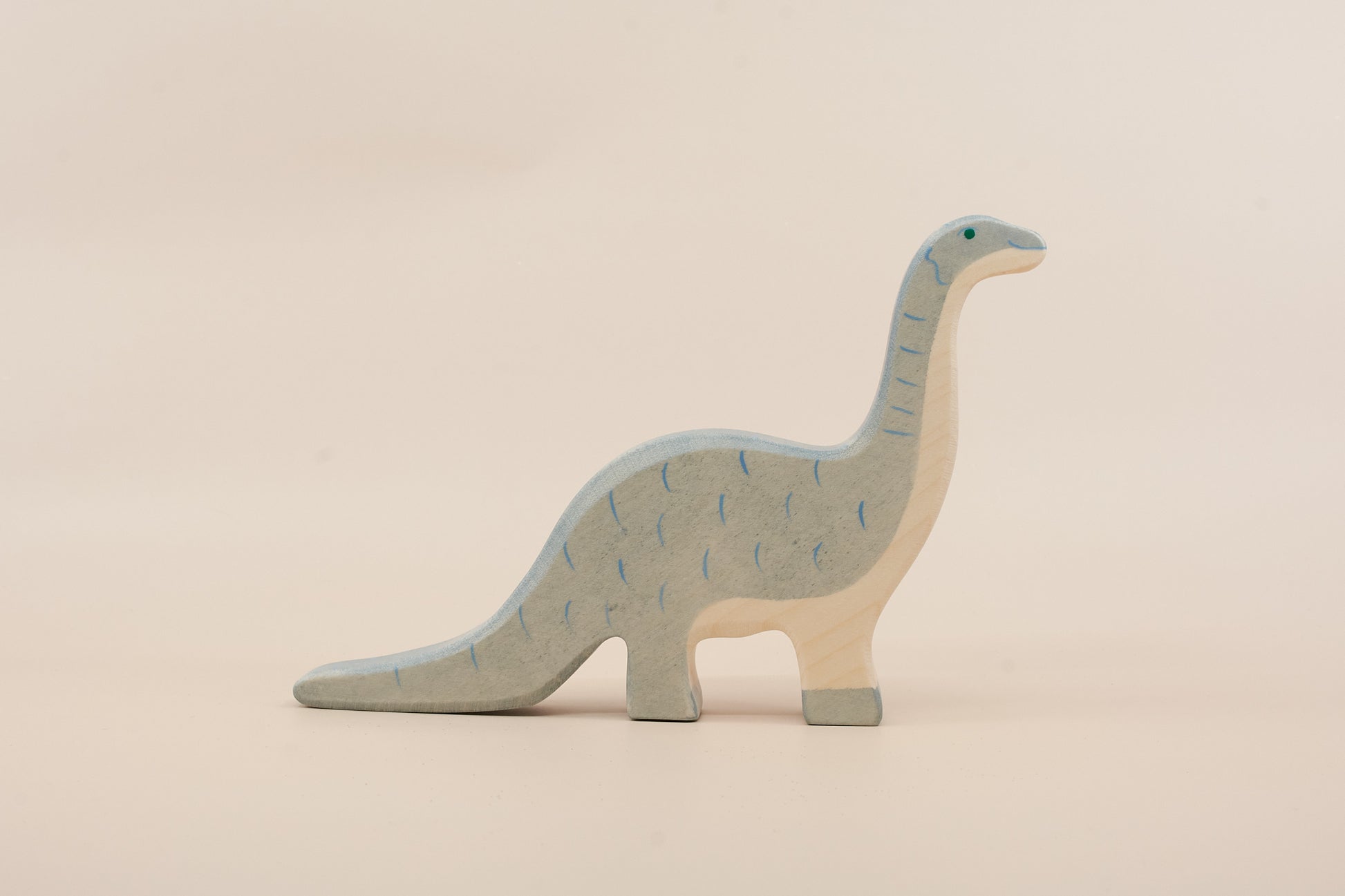 Handcrafted wooden brontosaurus dinosaur toy by Holztiger