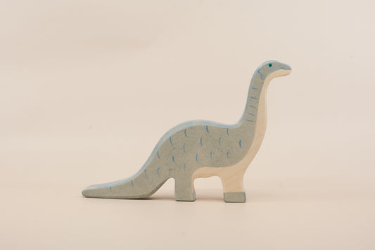 Handcrafted wooden brontosaurus dinosaur toy by Holztiger