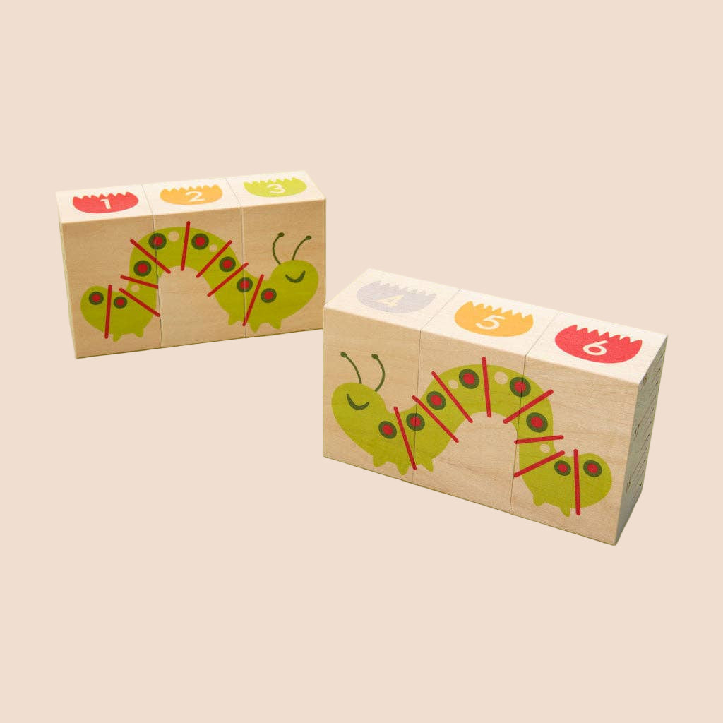 Wooden Garden Puzzle Blocks – Nature Building Set – Montessori Wooden Toy – Ages 2+