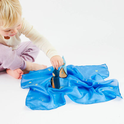 Sarah's Silks Starry Night Mini Enchanted Playsilk – Waldorf Silk Play Scarf for Kids (Ages 3+)