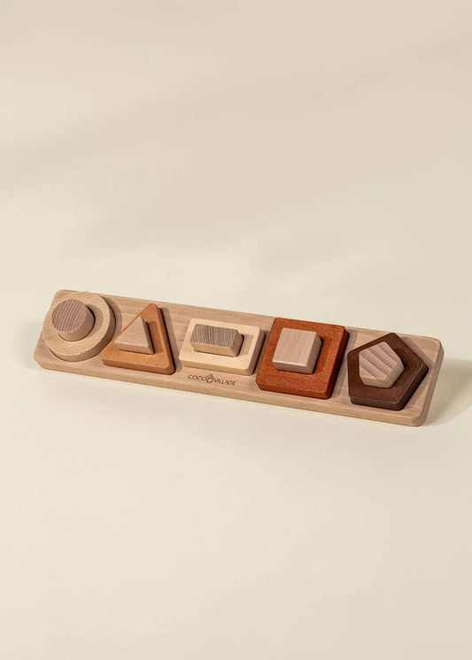 Wooden nested shapes puzzle with 10 pieces