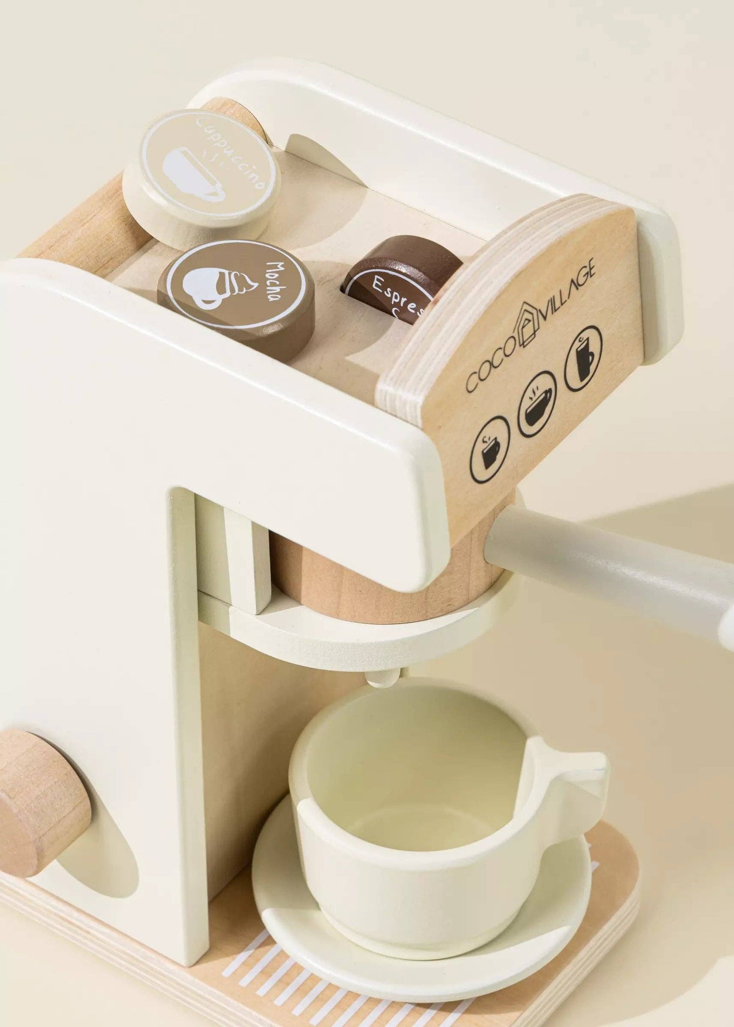 Wooden Coffee Maker Set – Pretend Play Barista Toy – Ages 3+