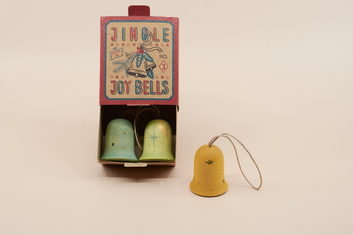 Grapat Jingle Joy Bells Ornament Set No. 3 – Wooden Holiday Decor