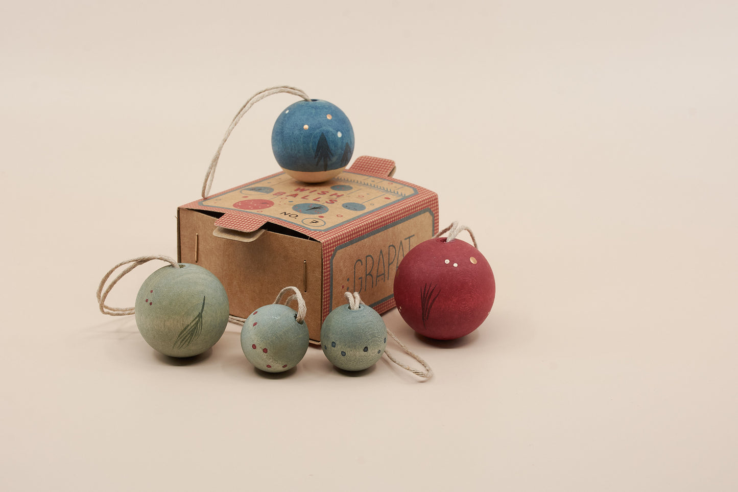 Grapat Wish Balls Ornament Set No. 7 – Wooden Hand-Painted Decor