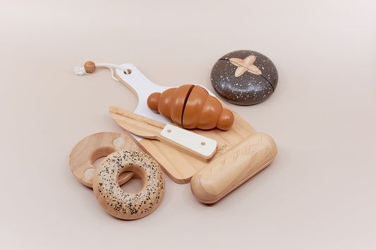 Wooden Bakery Playset – Pretend Play Bread & Knife